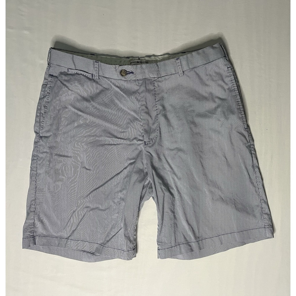 Peter Millar Pinstripe Performace Shorts Men's Size 35 Blue White Flat Front